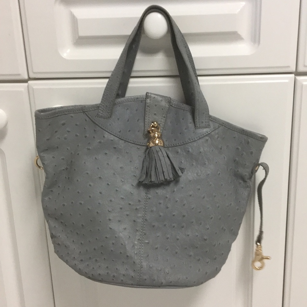 ZAC POSEN Italian GEGUINE ostrich bucket bag. In
